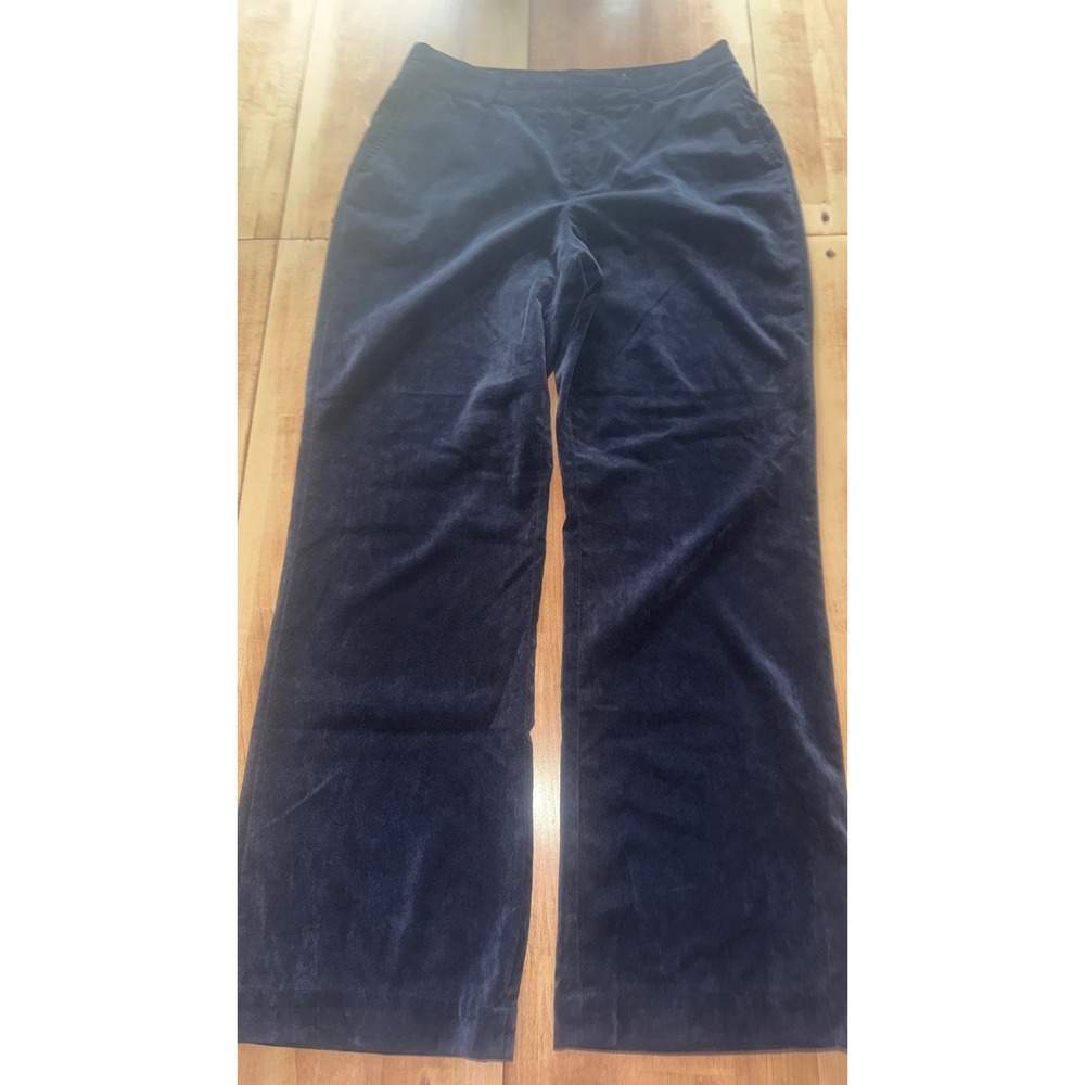 Coldwater Creek‎ Navy Blue Silk Blend Velvet Trouser Fit Wide Leg Pants Size 12